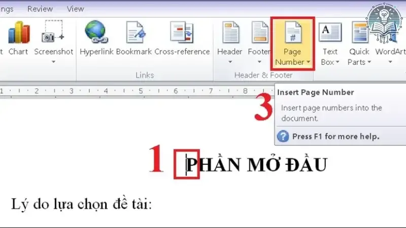 Cách đánh số trang từ trang đầu tiên 1