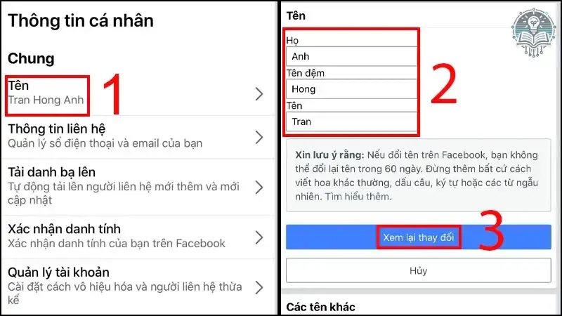 Cách đổi tên Facebook trên điện thoại 2