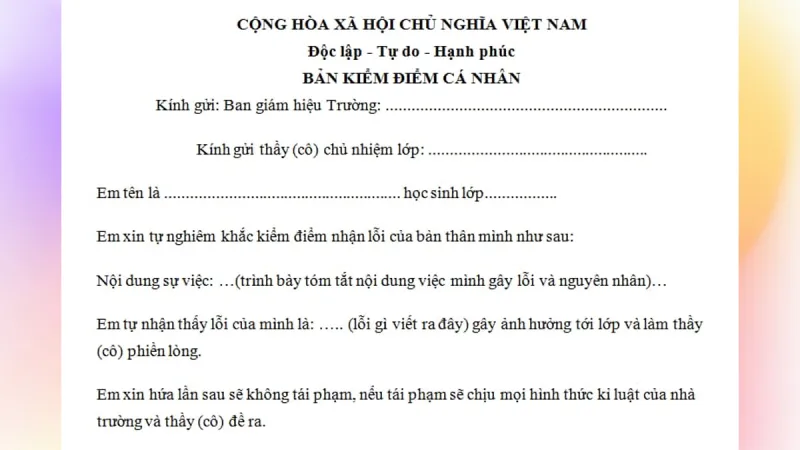 Các loại bản kiểm điểm hiện nay 1