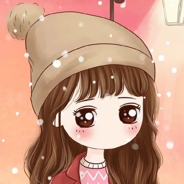 Hình chibi nữ cute với khuôn mặt tươi sáng và biểu cảm dễ thương