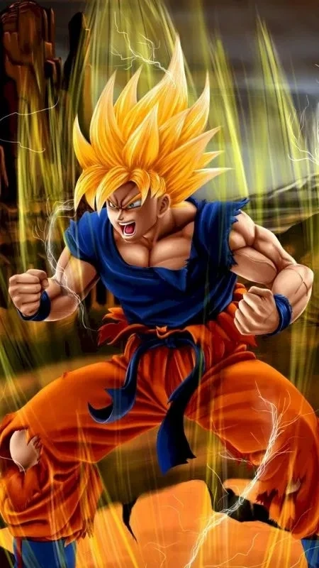 Hình nền 3D Goku với hiệu ứng chân thực, nổi bật trên màn hình