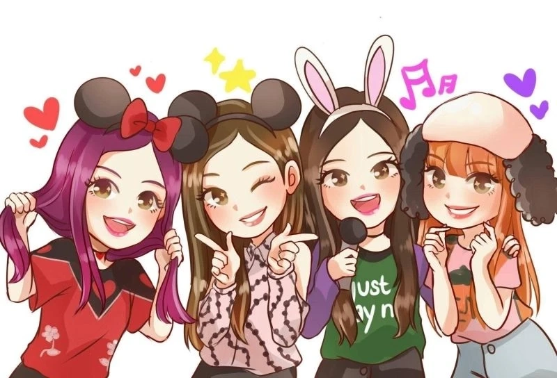 Cute chibi Blackpink chibi thể hiện vẻ đáng yêu của nhóm một cách dễ thương