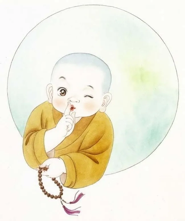 Hình ảnh chú tiểu ngồi thiền tạo không gian tĩnh lặng và bình yên