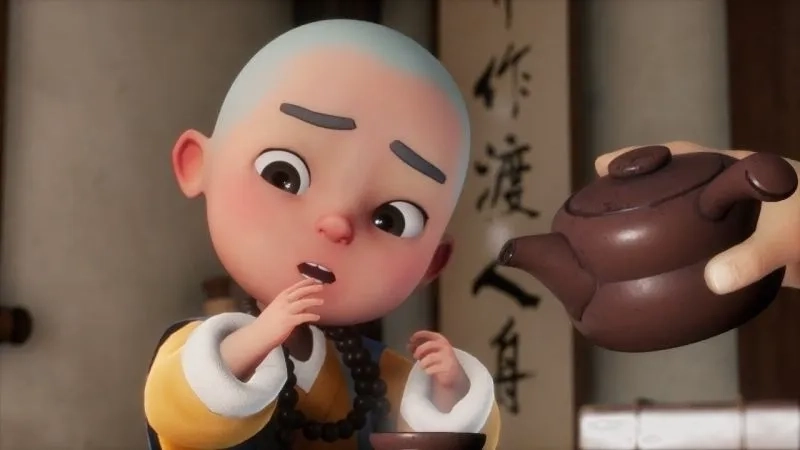 Hình chú tiểu dễ thương tạo không gian ngọt ngào và dễ chịu