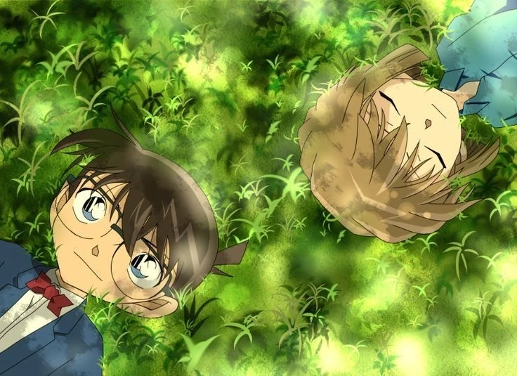 Hình nền Conan và Ran cute, thể hiện sự lãng mạn và dễ thương của cặp đôi