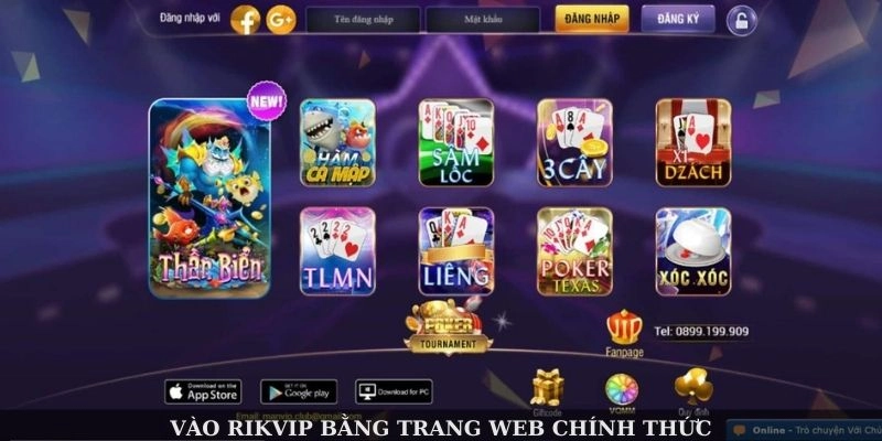 Vào Rikvip bằng trang web chính thức