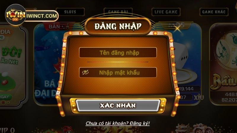 Đăng nhập vào tài khoản cá cược để nhập mã code iWin