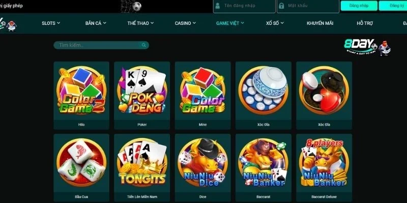 Thế giới game cược cực đỉnh chỉ có tại nhà cái 8DAY. 