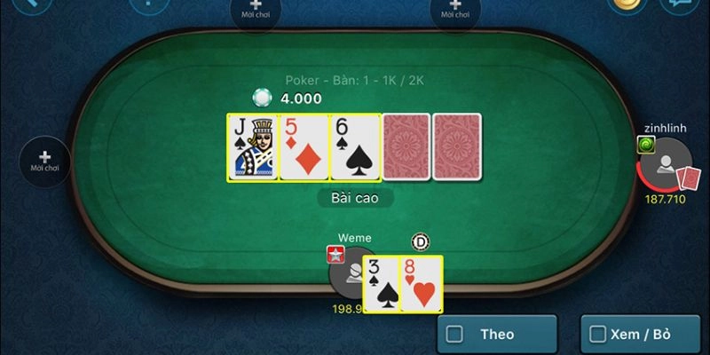 Quy trình tham gia Poker Tài xỉu từng vòng