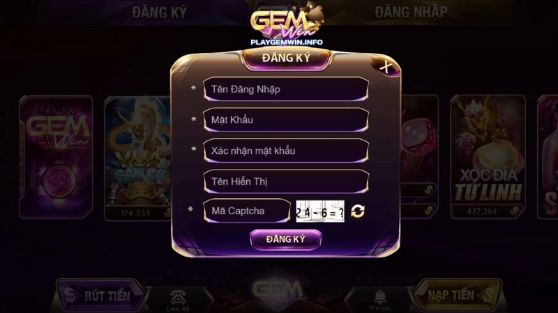 Nhập thông tin chính xác vào biểu mẫu đăng ký Gemwin