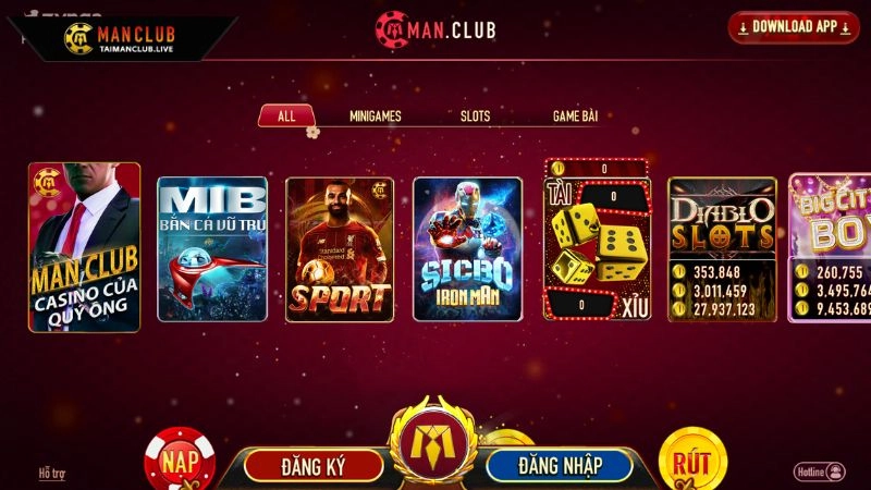 Truy cập giao diện chính của nhà cái Manclub