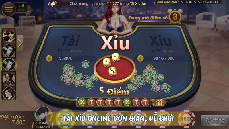 Tài xỉu online là trò chơi cá cược đơn giản, dễ chơi