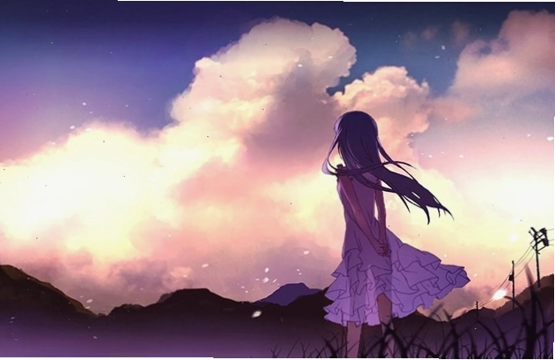Ảnh avatar anime nữ buồn trong ánh hoàng hôn, toát lên vẻ đẹp dịu dàng và u sầu