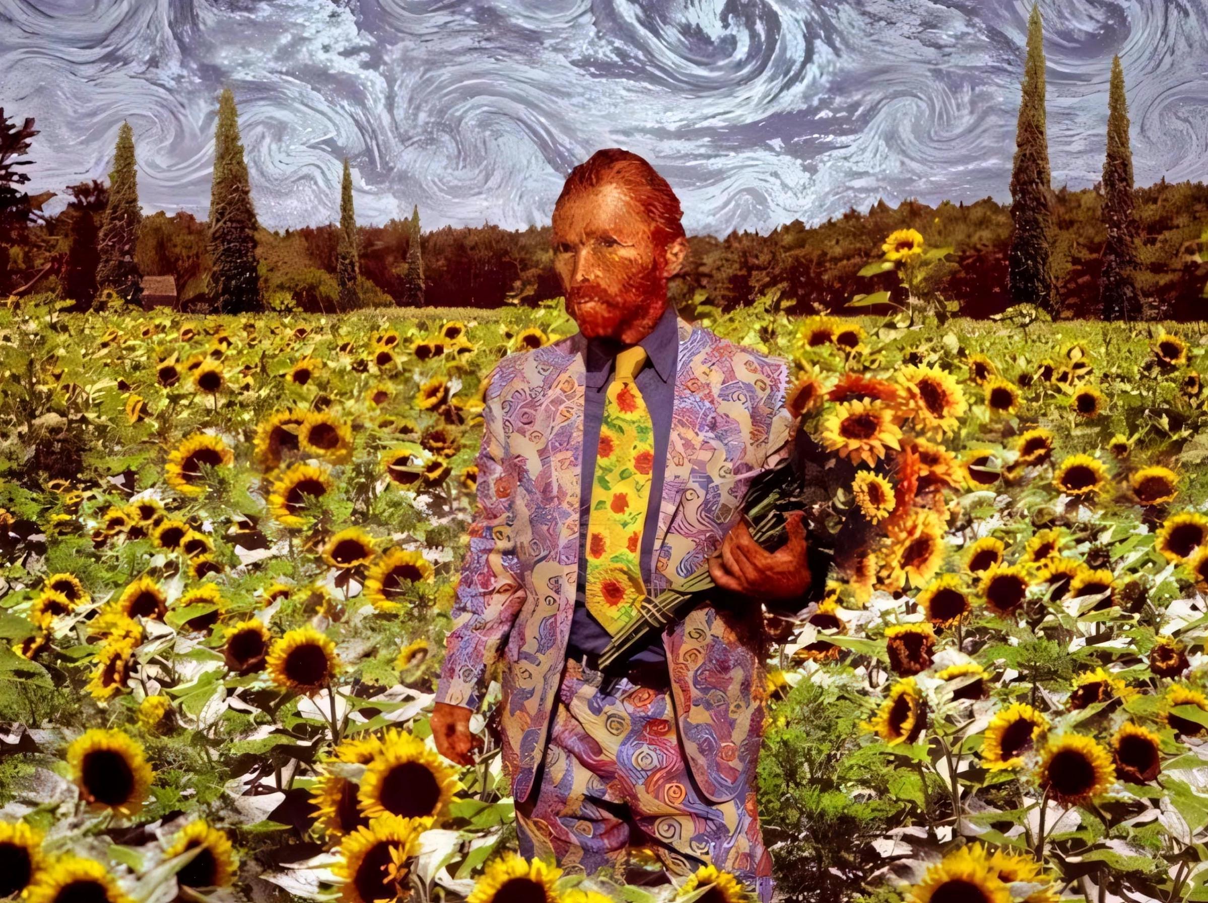 Ảnh hoa hướng dương nghệ thuật theo phong cách Van Gogh