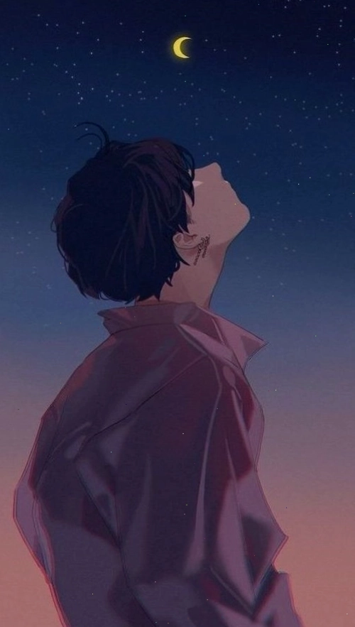 Anime nam với mái tóc bạc và ánh mắt xanh biếc, toát lên vẻ lạnh lùng