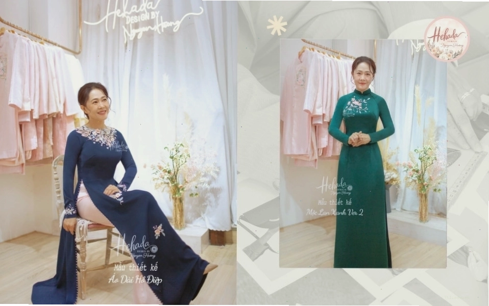 Áo dài suông trẻ trung dành cho phụ nữ trung niên