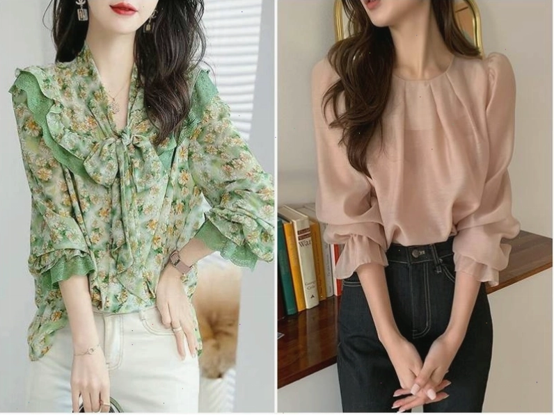 Áo sơ mi nữ cách điệu lụa với chi tiết khuy cài tinh tế