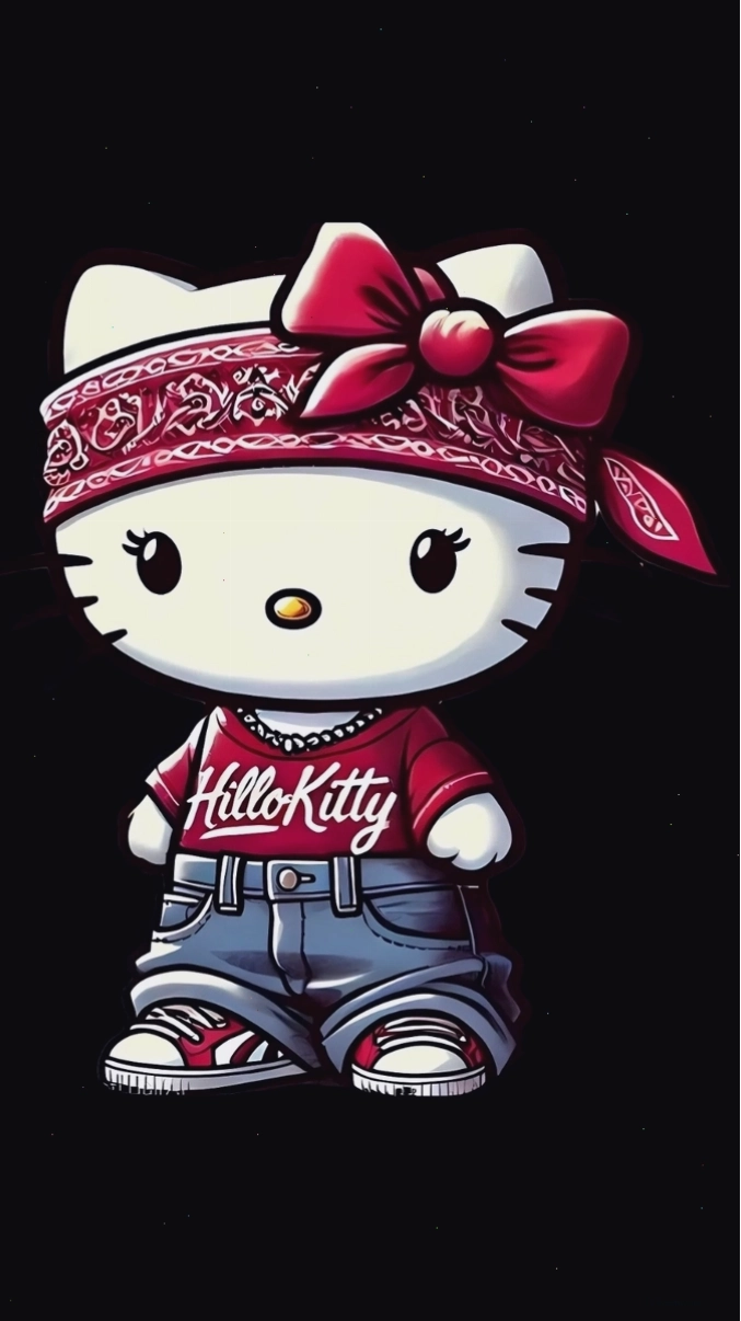 Avatar Hello Kitty với phong cách rock và trang phục da