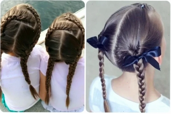 Bé gái 4 tuổi tết tóc hai bên gọn gàng