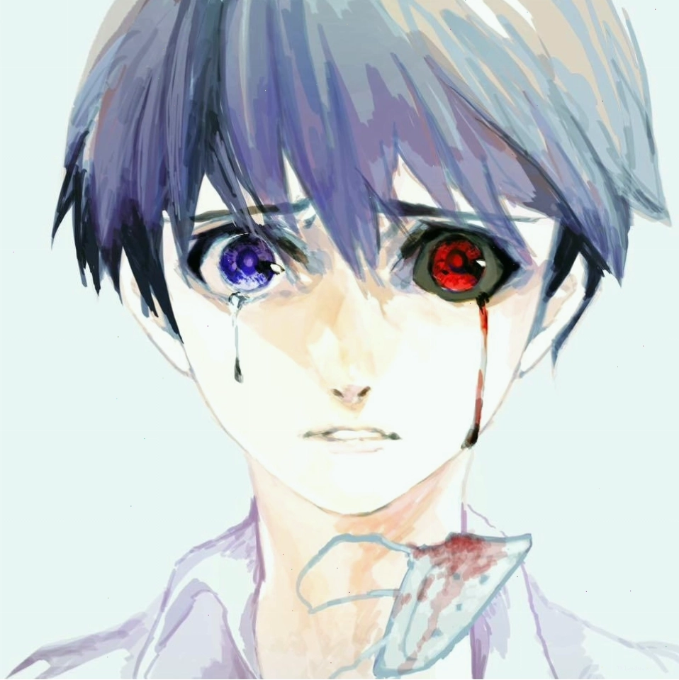 Bức ảnh nam anime khóc trong gam màu đen trắng
