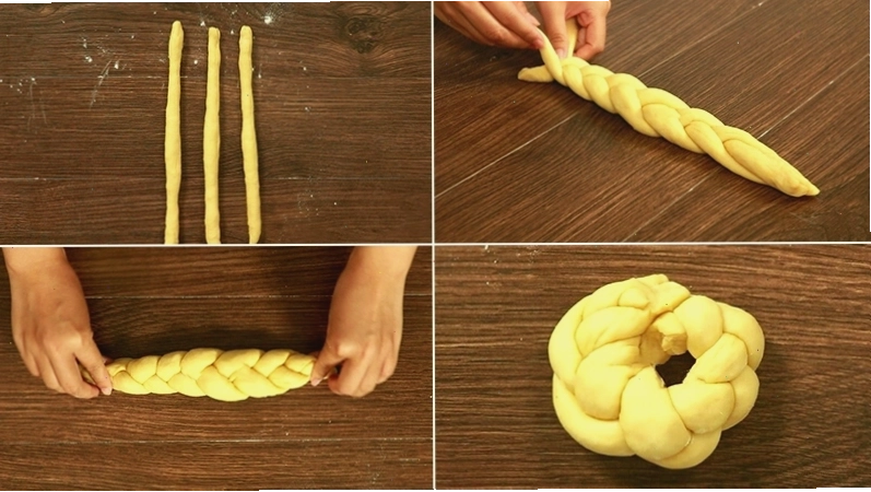 Bước 4: Tạo hình bánh mì hoa cúc