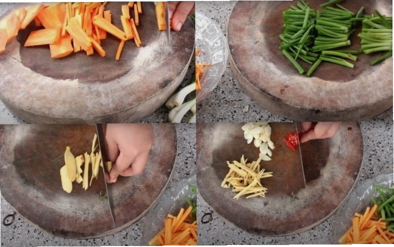 Các loại rau củ và gia vị được sơ chế sẵn sàng