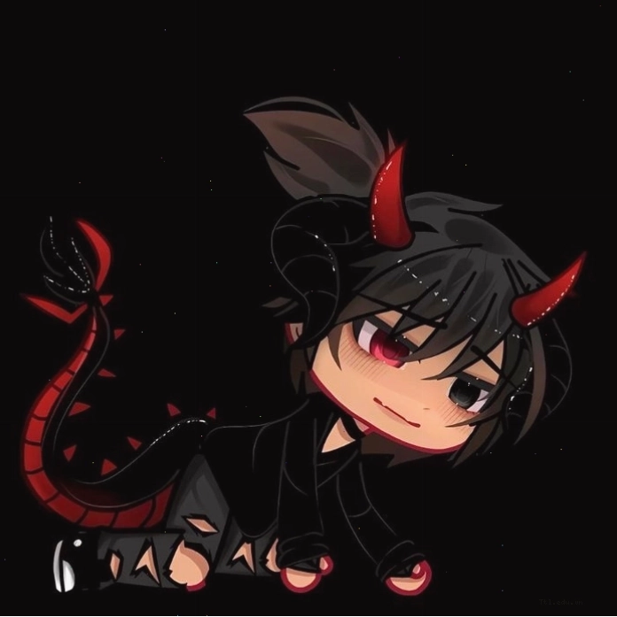 Cặp đôi avatar ác quỷ anime chibi với hai nhân vật có biểu cảm vui nhộn