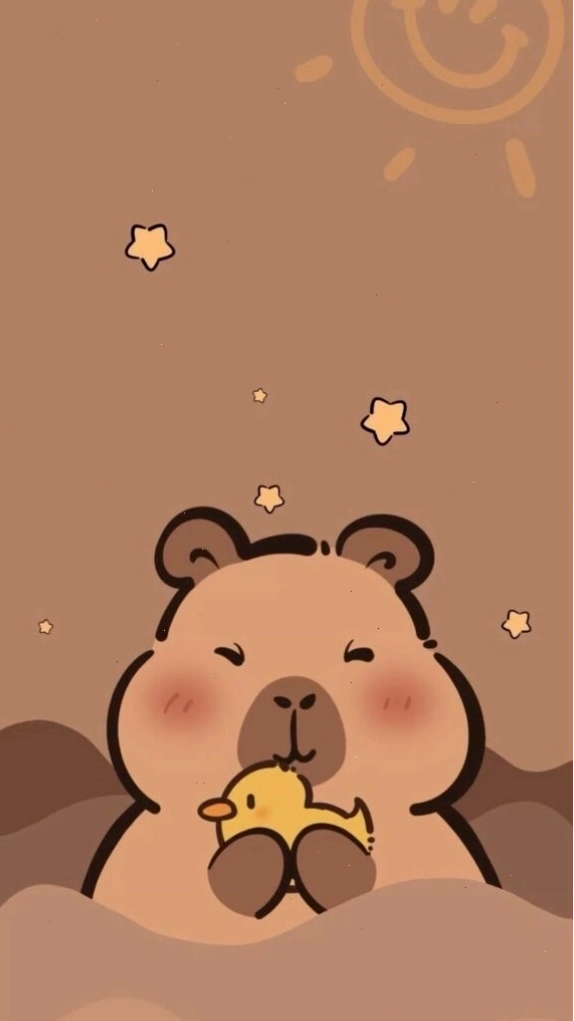 Capybara ôm vịt vàng vẻ mặt đơ