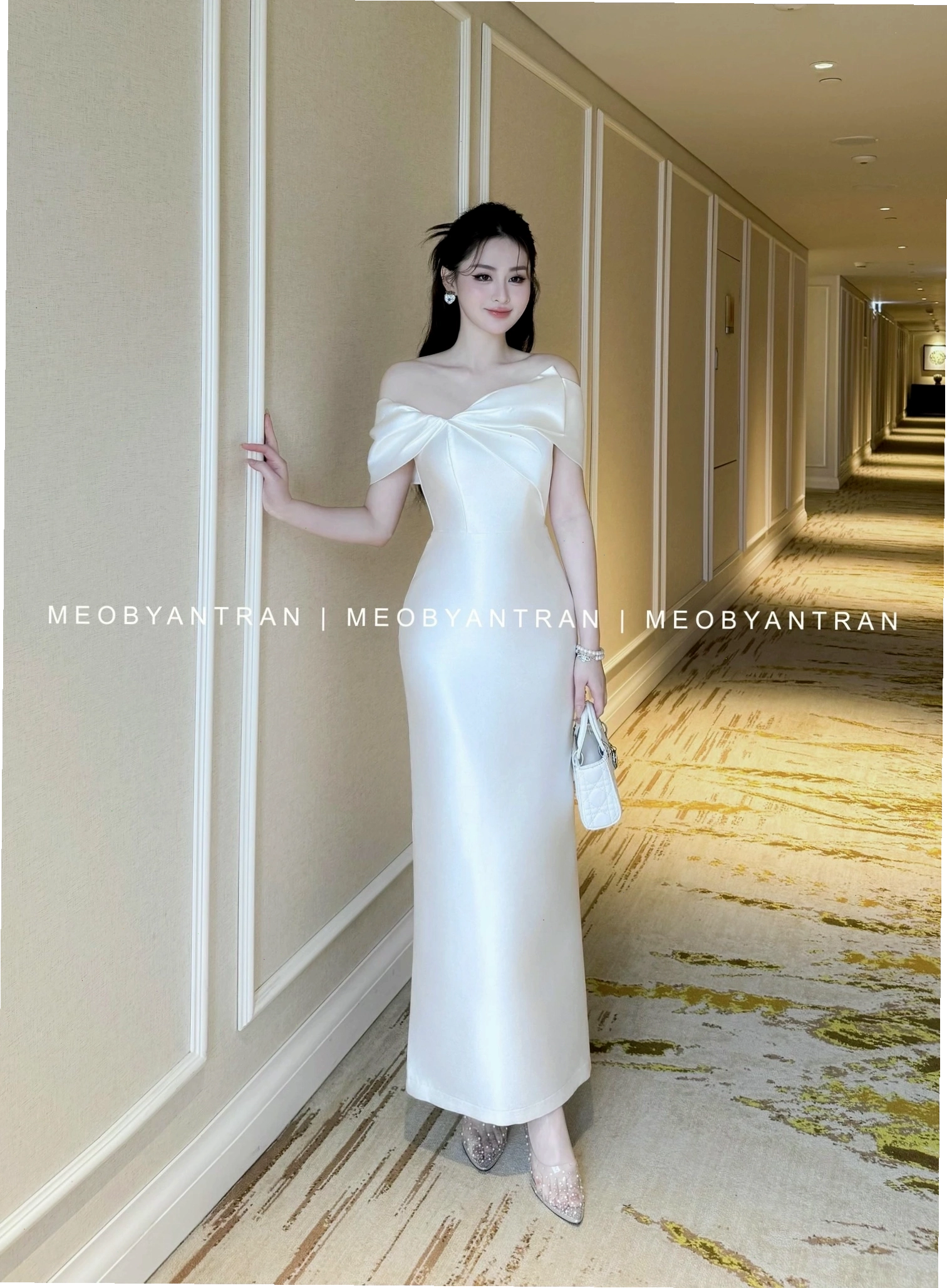 Đầm dự tiệc cao cấp kiểu dáng trễ vai xinh xắn