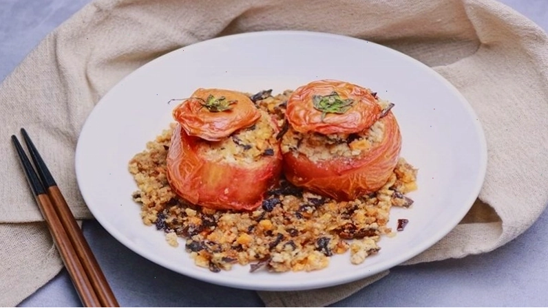Đậu hũ nhồi sốt dầu hào chay đậm đà