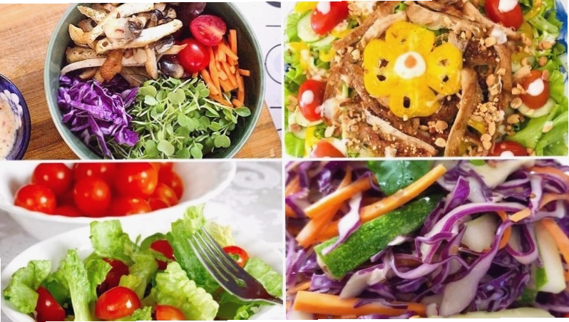 Đĩa salad chay đầy màu sắc và tươi ngon