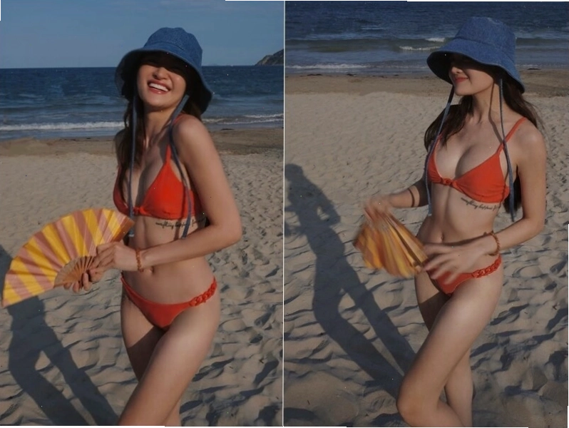 Diễn viên Thùy Anh khoe dáng nóng bỏng với bikini trên biển