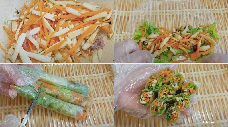 Gỏi cuốn chay với nhiều loại rau tươi ngon