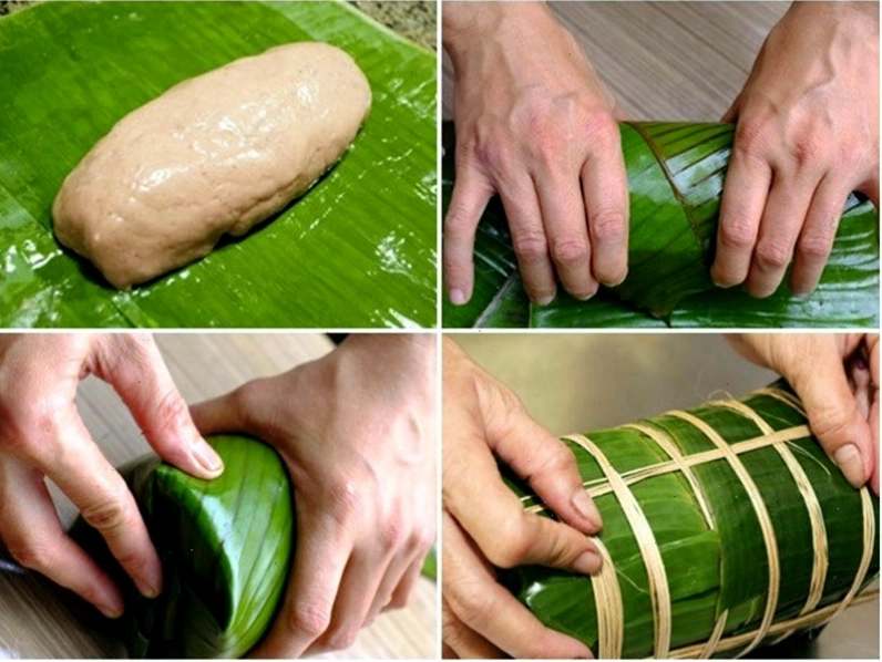 Gói giò nạc bằng lá chuối