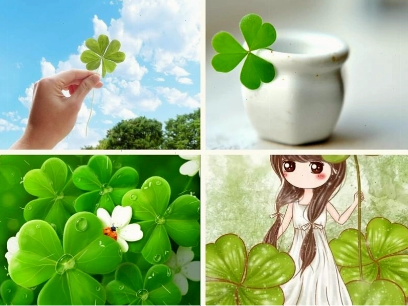 Hình ảnh cỏ 4 lá xanh tươi biểu tượng của may mắn