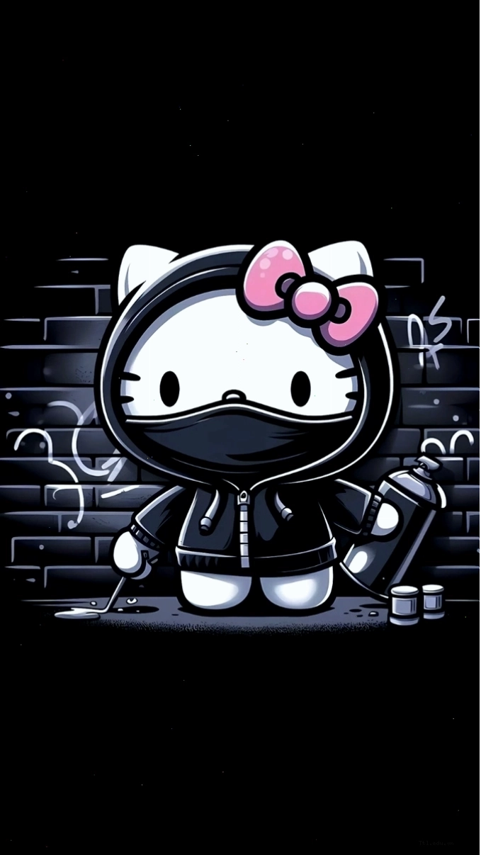 Hình ảnh Hello Kitty đội mũ snapback và đeo tai nghe