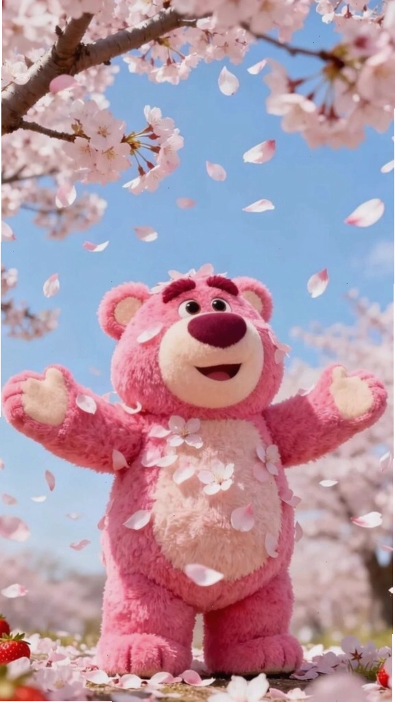 Hình nền gấu cute tung tăng giữa trời xuân
