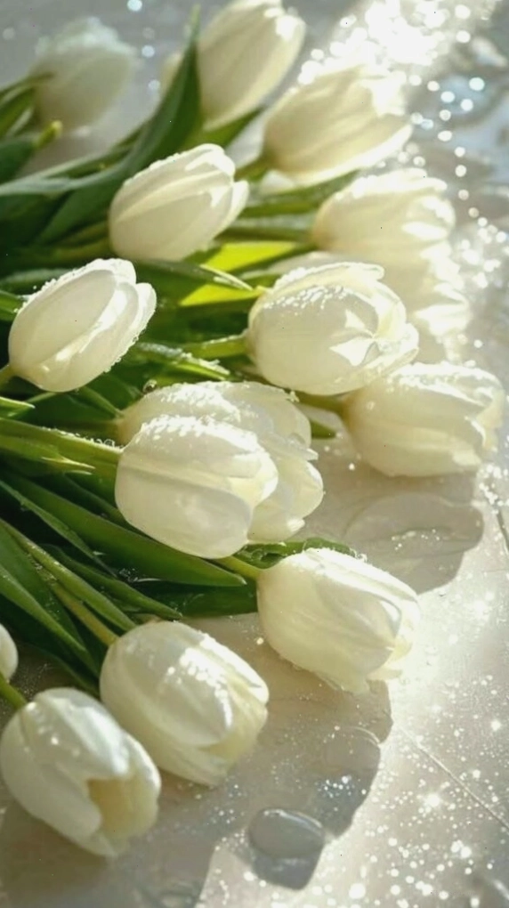 Hình nền hoa tulip với giọt sương mai long lanh
