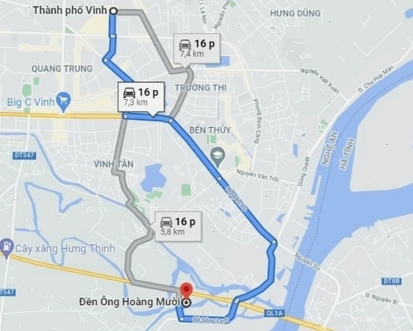Hướng dẫn di chuyển đến đền Ông Hoàng Mười