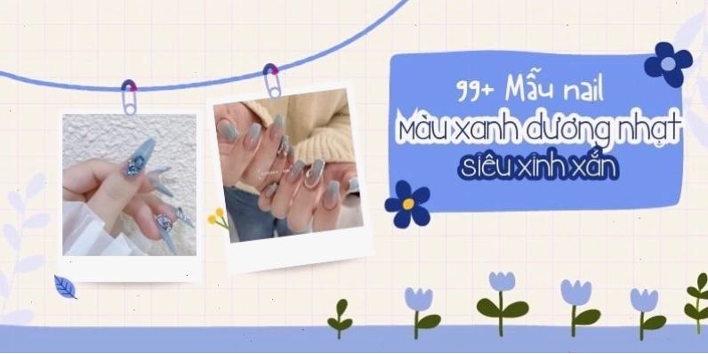 Mẫu nail màu xanh dương pastel nhẹ nhàng và trẻ trung