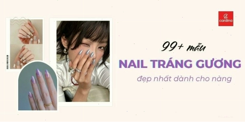 Mẫu nail tráng gương màu bạc lấp lánh, tạo hiệu ứng gương sang trọng