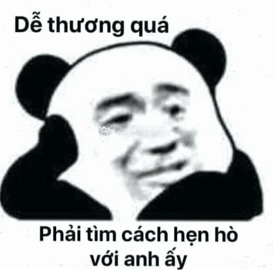 Meme gấu trúc với biểu cảm mê trai