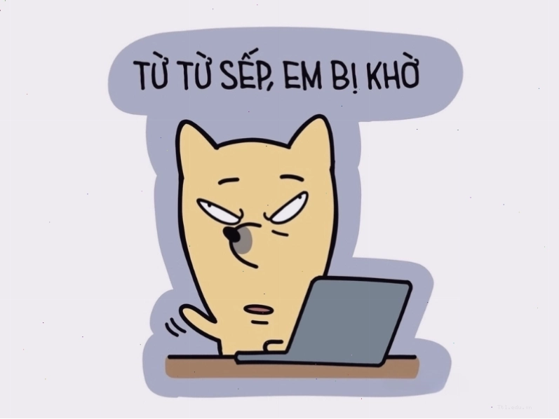 Meme hài hước về sếp và nhân viên với dòng chữ Từ từ sếp, em bị khờ