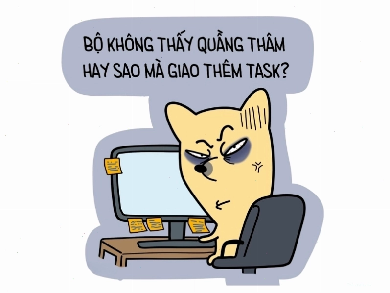 Meme hài hước về việc giao thêm việc khi sếp thấy nhân viên có quầng thâm mắt