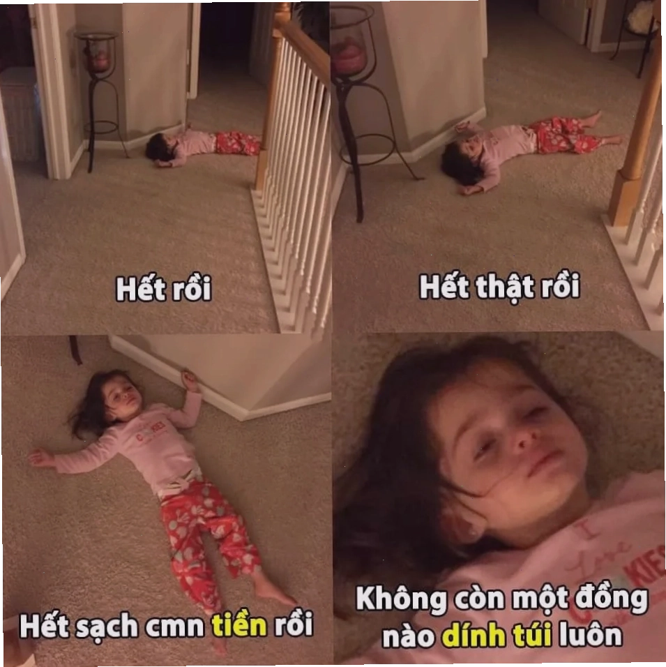 meme hết tiền để tiêu