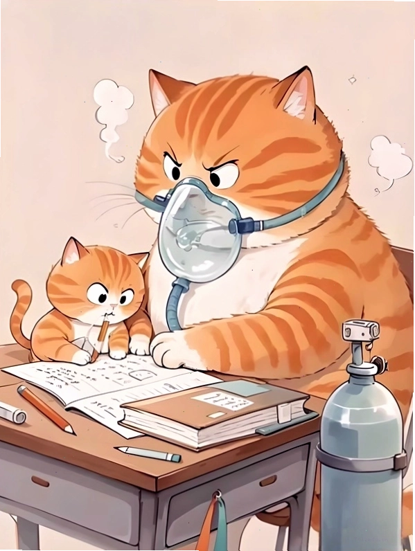 Meme mèo thở oxy siêu đáng yêu
