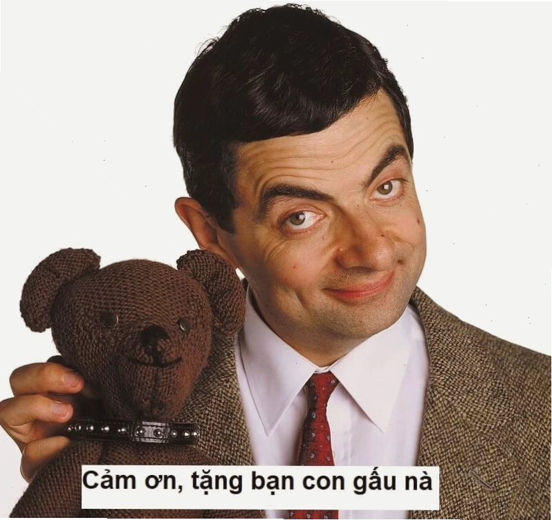 Meme Mr. Bean cảm ơn tặng gấu đầy hài hước