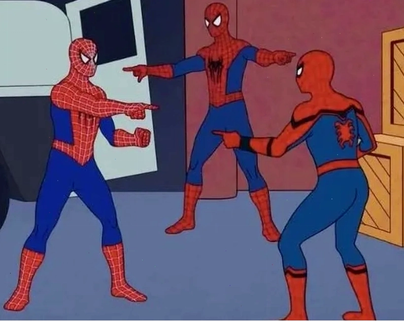 Meme Spiderman chỉ tay