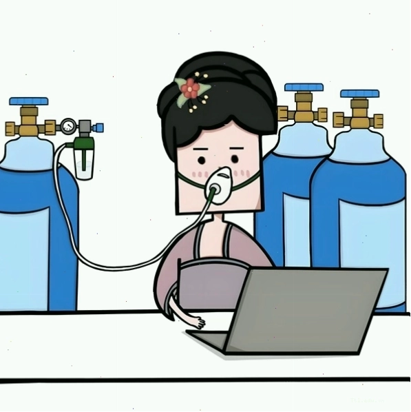Meme thở oxy minh họa sự mệt mỏi