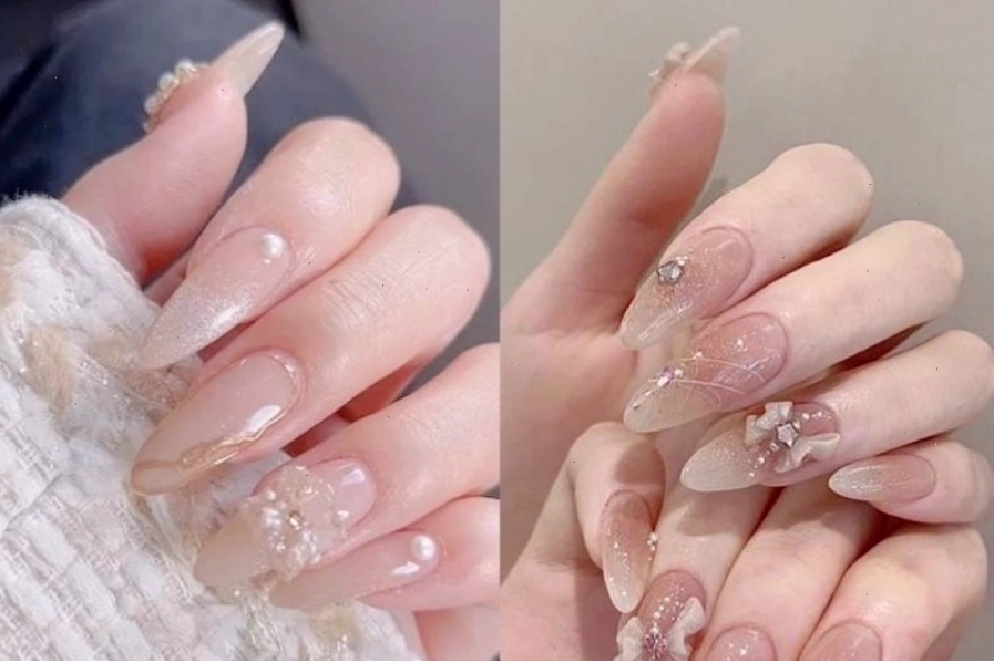 Móng mắt mèo sang trọng, đính đá lấp lánh nổi bật